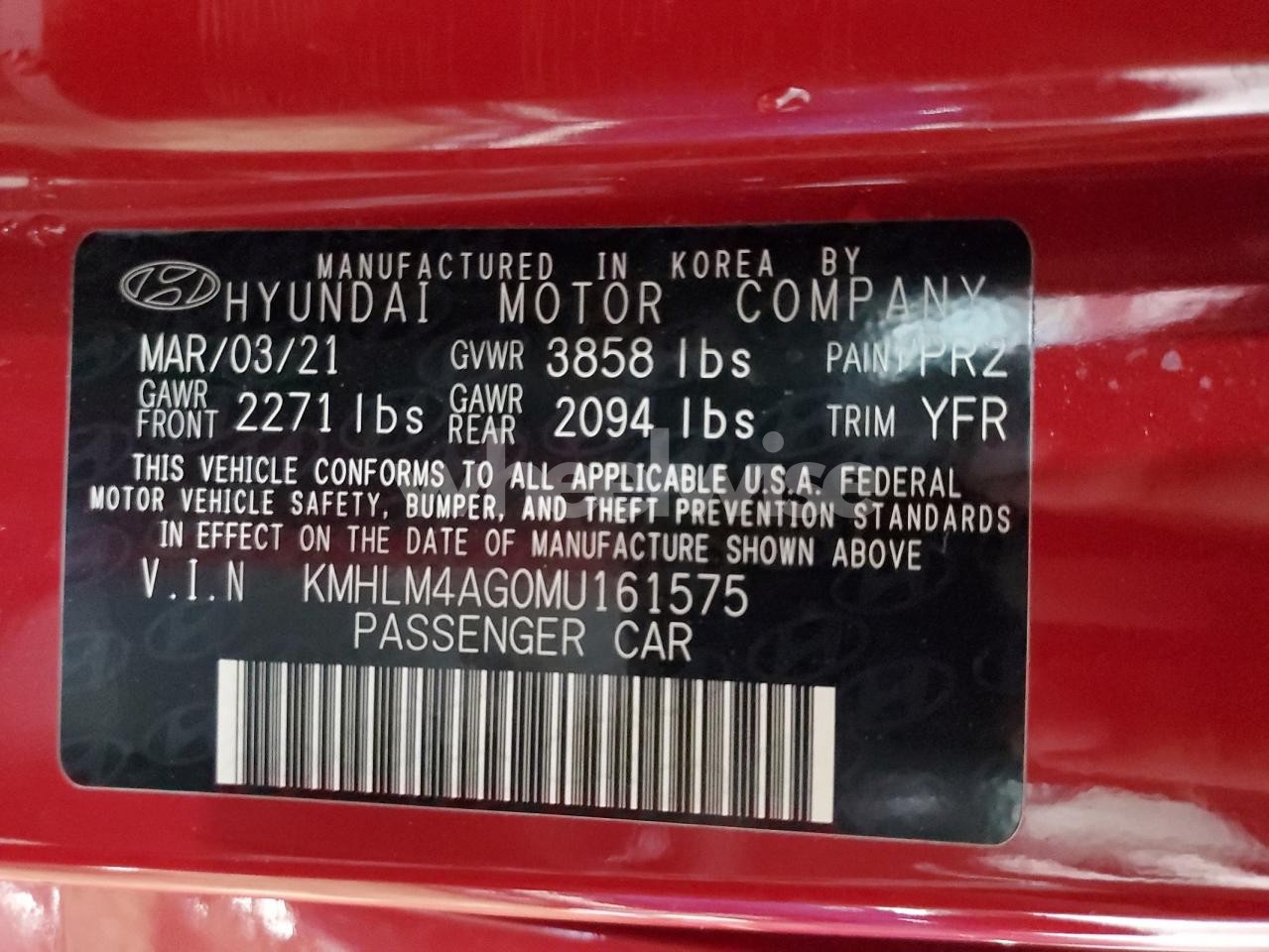 Photo 12 of 2021 HYUNDAI ELANTRA SEL (VIN KMHLM4AG0MU161575)