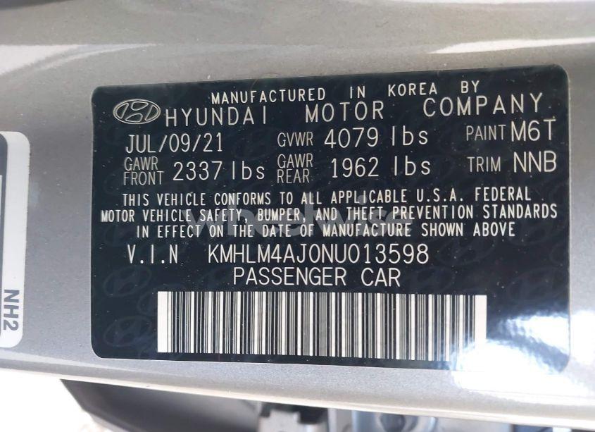 Photo 9 of 2022 Hyundai Elantra HYBRID BLUE (VIN KMHLM4AJ0NU013598)