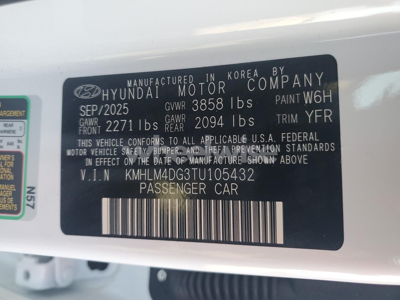 Photo 13 of 2026 HYUNDAI ELANTRA SEL SPORT (VIN KMHLM4DG3TU105432)