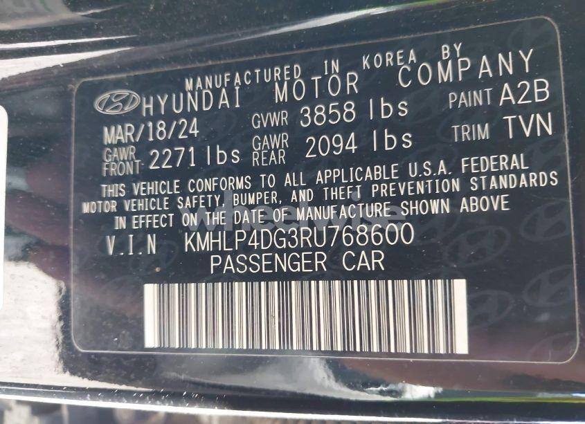 Photo 9 of 2024 Hyundai Elantra LIMITED (VIN KMHLP4DG3RU768600)