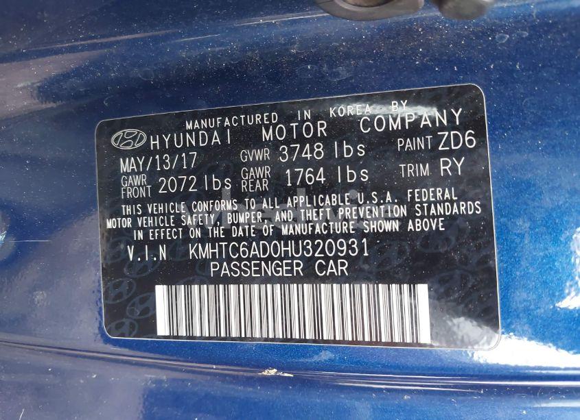 Photo 9 of 2017 Hyundai Veloster VALUE EDITION (VIN KMHTC6AD0HU320931)