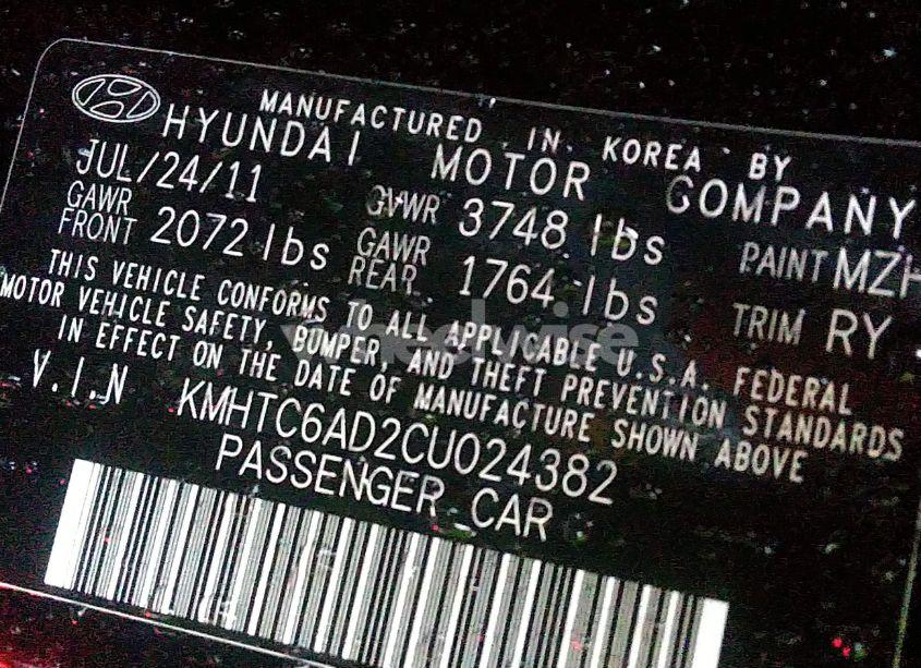 Photo 9 of 2012 Hyundai Veloster BASE W/GRAY (VIN KMHTC6AD2CU024382)