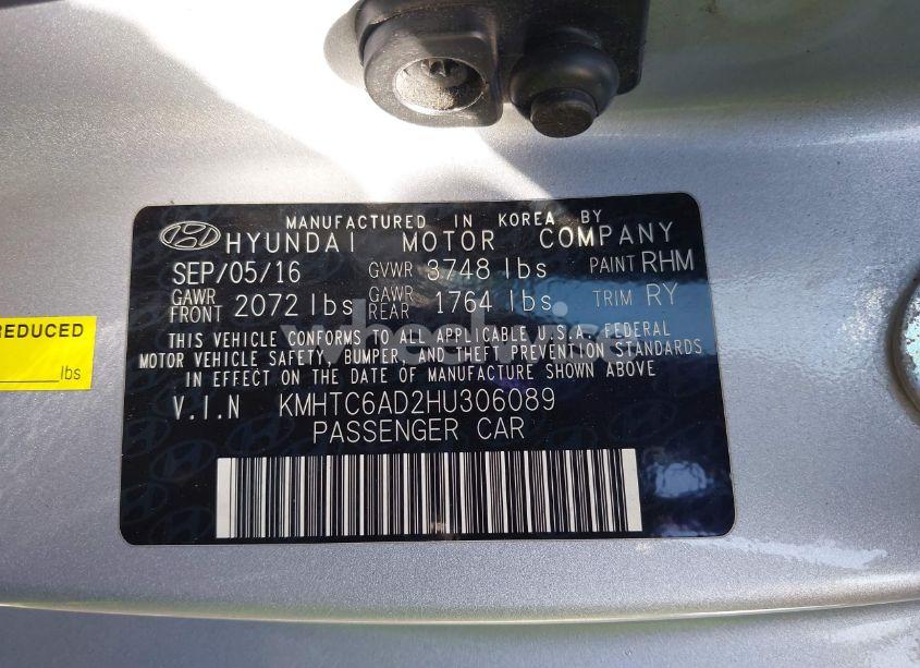 Photo 9 of 2017 Hyundai Veloster (VIN KMHTC6AD2HU306089)