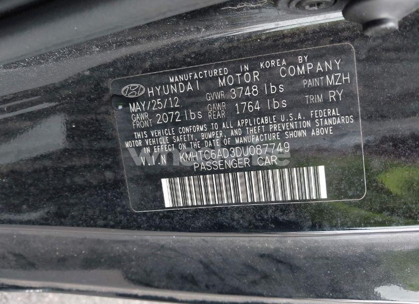 Photo 9 of 2013 Hyundai Veloster BASE W/GRAY (VIN KMHTC6AD3DU087749)