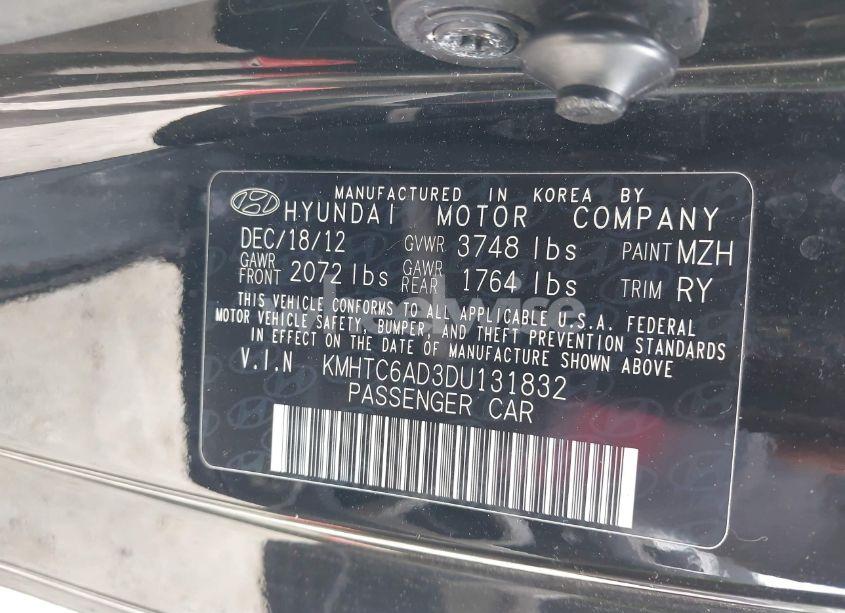 Photo 9 of 2013 Hyundai Veloster BASE W/GRAY (VIN KMHTC6AD3DU131832)