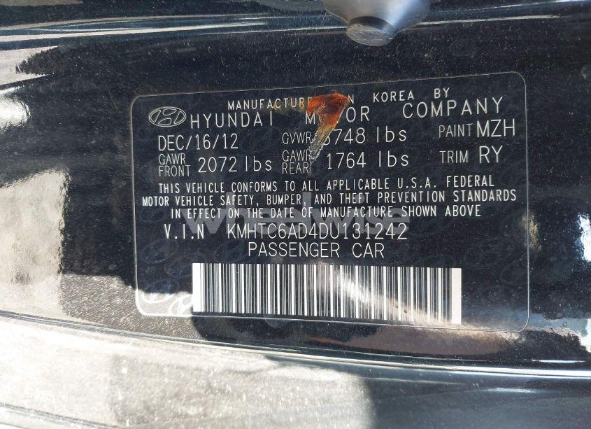 Photo 9 of 2013 Hyundai Veloster BASE W/GRAY (VIN KMHTC6AD4DU131242)