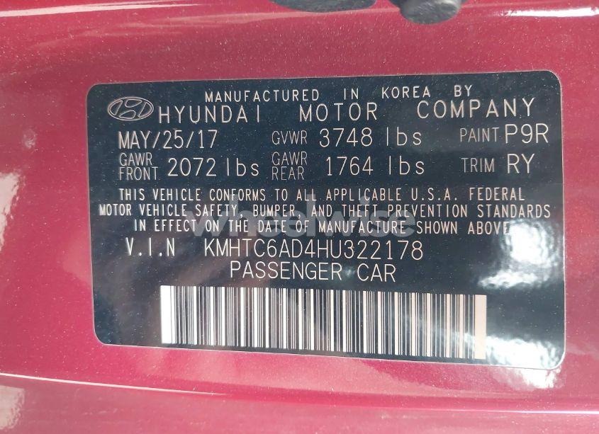 Photo 9 of 2017 Hyundai Veloster VALUE EDITION (VIN KMHTC6AD4HU322178)