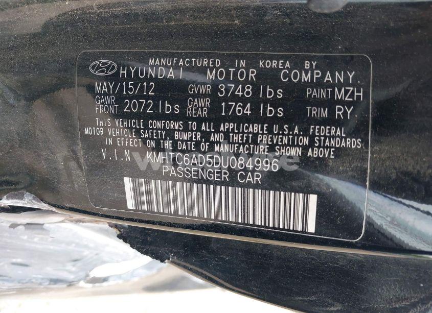 Photo 9 of 2013 Hyundai Veloster BASE W/BLACK (VIN KMHTC6AD5DU084996)