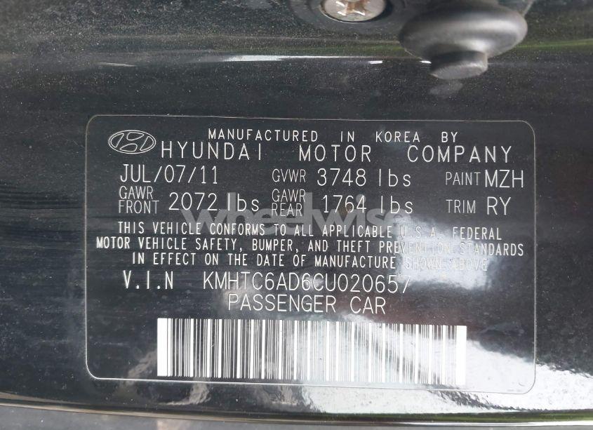 Photo 9 of 2012 Hyundai Veloster BASE W/BLACK (VIN KMHTC6AD6CU020657)