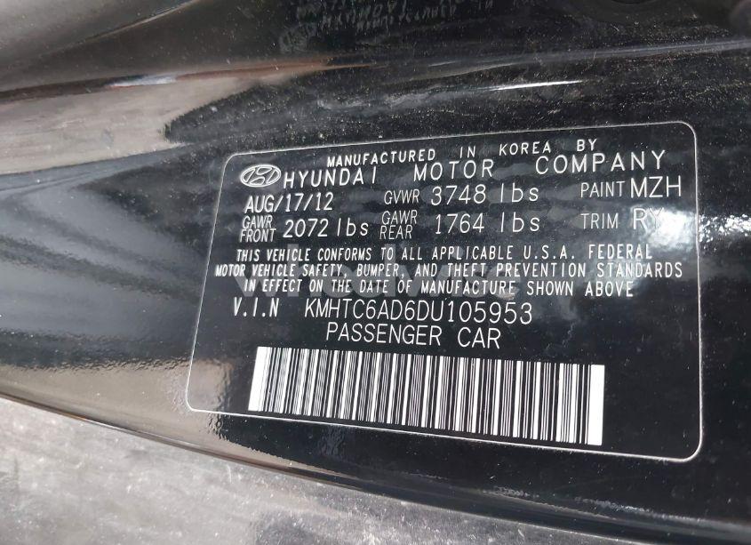 Photo 9 of 2013 Hyundai Veloster BASE W/GRAY (VIN KMHTC6AD6DU105953)