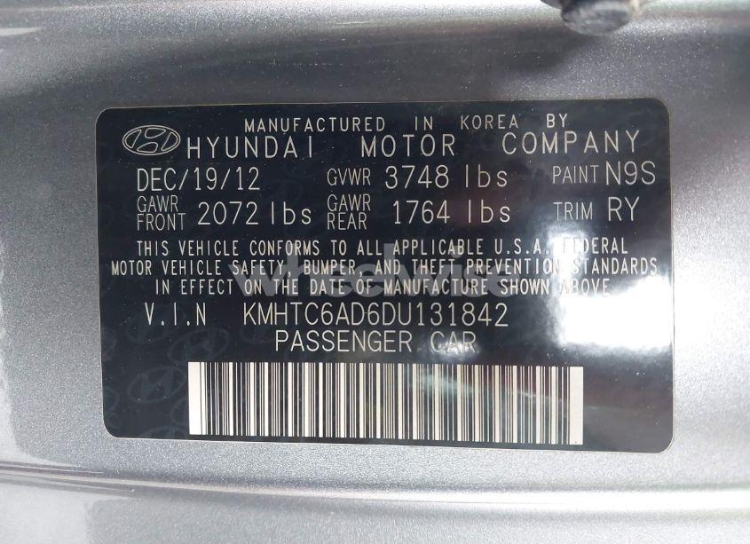 Photo 9 of 2013 Hyundai Veloster BASE W/BLACK (VIN KMHTC6AD6DU131842)