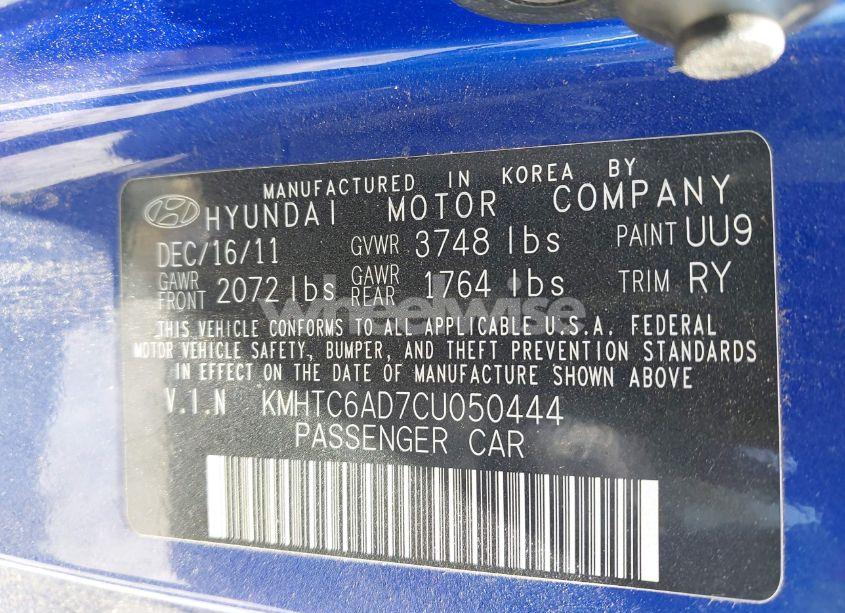 Photo 9 of 2012 Hyundai Veloster BASE W/GRAY (VIN KMHTC6AD7CU050444)