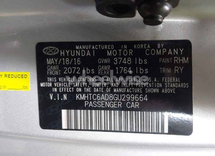 Photo 9 of 2016 Hyundai Veloster (VIN KMHTC6AD8GU299664)