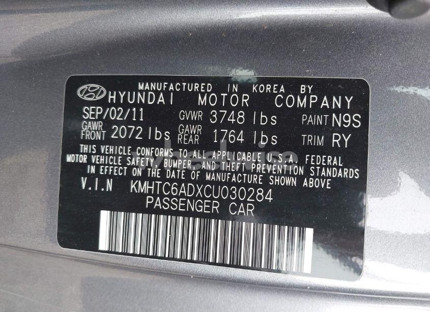 Photo 9 of 2012 Hyundai Veloster BASE W/BLACK (VIN KMHTC6ADXCU030284)