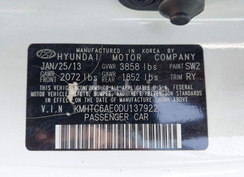 Photo 9 of 2013 Hyundai Veloster TURBO W/BLUE (VIN KMHTC6AE0DU137922)