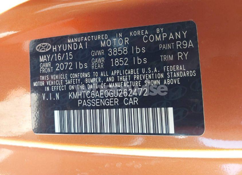 Photo 9 of 2016 Hyundai Veloster TURBO (VIN KMHTC6AE0GU262472)