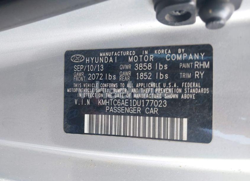 Photo 9 of 2013 Hyundai Veloster TURBO W/BLUE (VIN KMHTC6AE1DU177023)