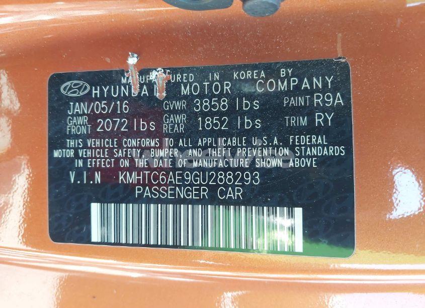 Photo 9 of 2016 Hyundai Veloster TURBO (VIN KMHTC6AE9GU288293)