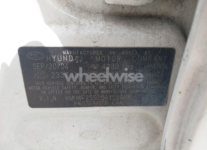 Photo 9 of 2005 Hyundai Sonata GL (VIN KMHWF25S15A155488)