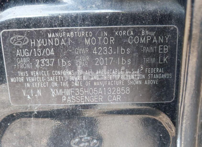 Photo 9 of 2005 Hyundai Sonata GLS/LX (VIN KMHWF35H05A132858)