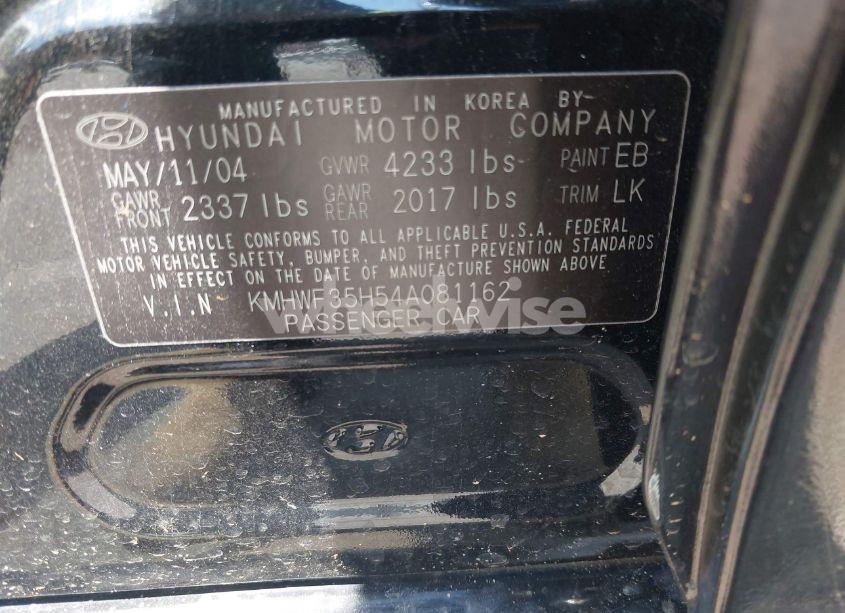 Photo 9 of 2004 Hyundai Sonata GLS/LX (VIN KMHWF35H54A081162)