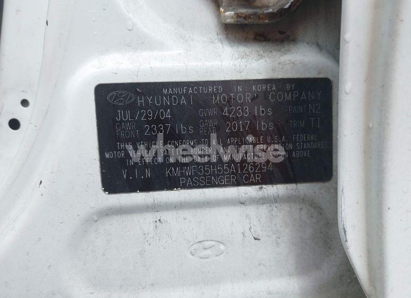 Photo 9 of 2005 Hyundai Sonata GLS/LX (VIN KMHWF35H55A126294)