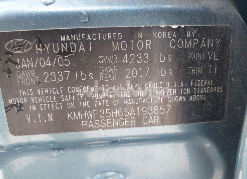 Photo 9 of 2005 Hyundai Sonata GLS/LX (VIN KMHWF35H65A193857)