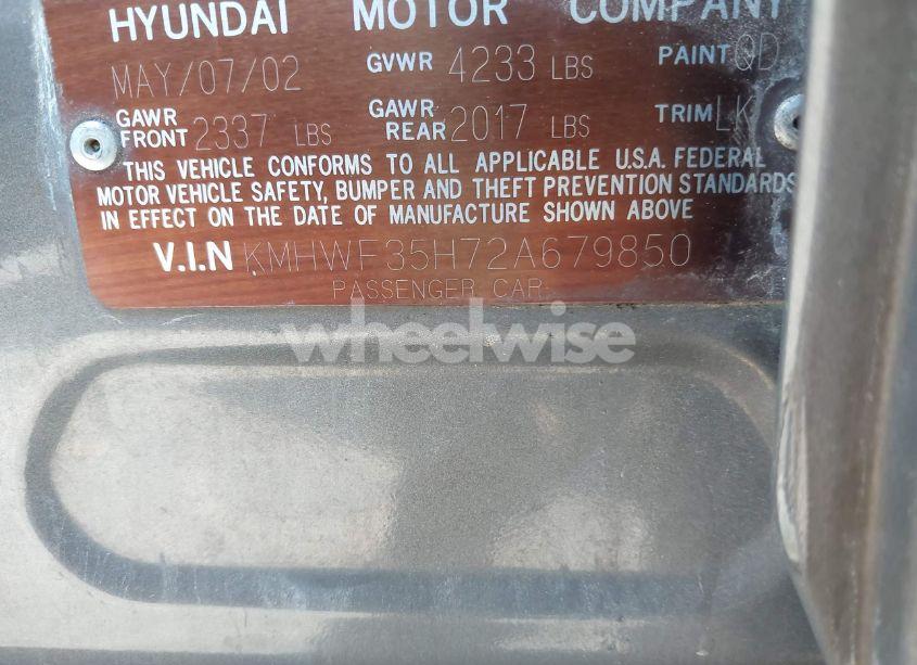 Photo 9 of 2002 Hyundai Sonata GLS/LX (VIN KMHWF35H72A679850)