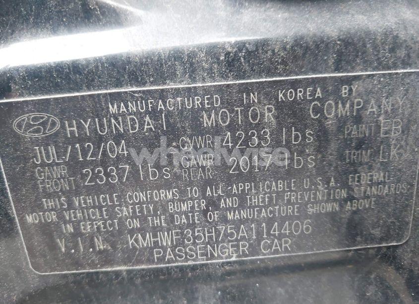 Photo 9 of 2005 Hyundai Sonata GLS/LX (VIN KMHWF35H75A114406)