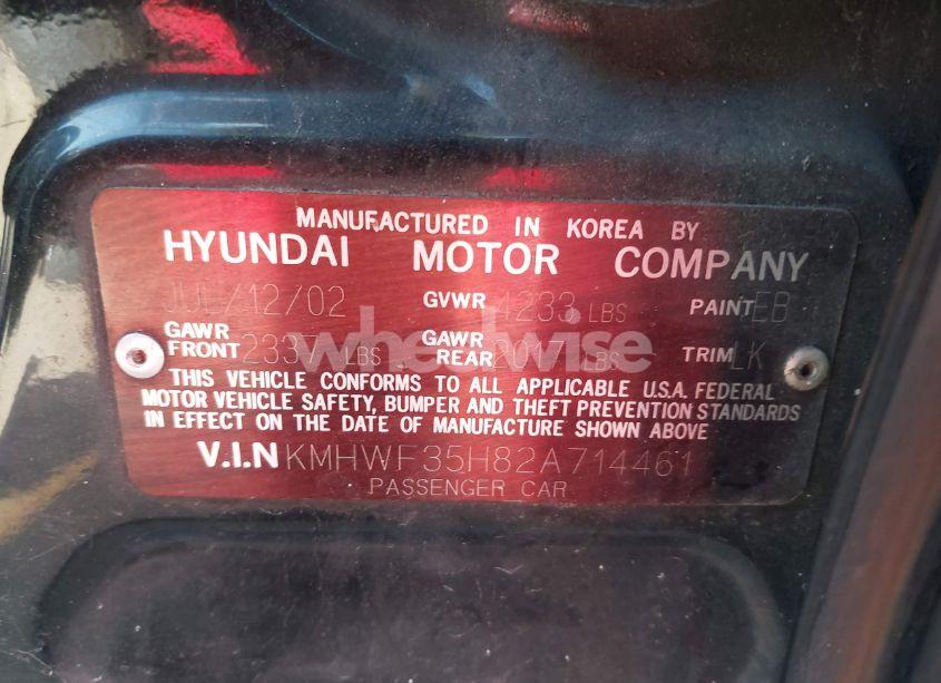 Photo 9 of 2002 Hyundai Sonata GLS/LX (VIN KMHWF35H82A714461)