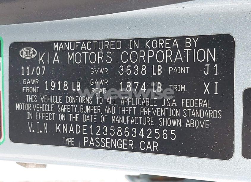 Photo 9 of 2008 Kia Rio LX (VIN KNADE123586342565)