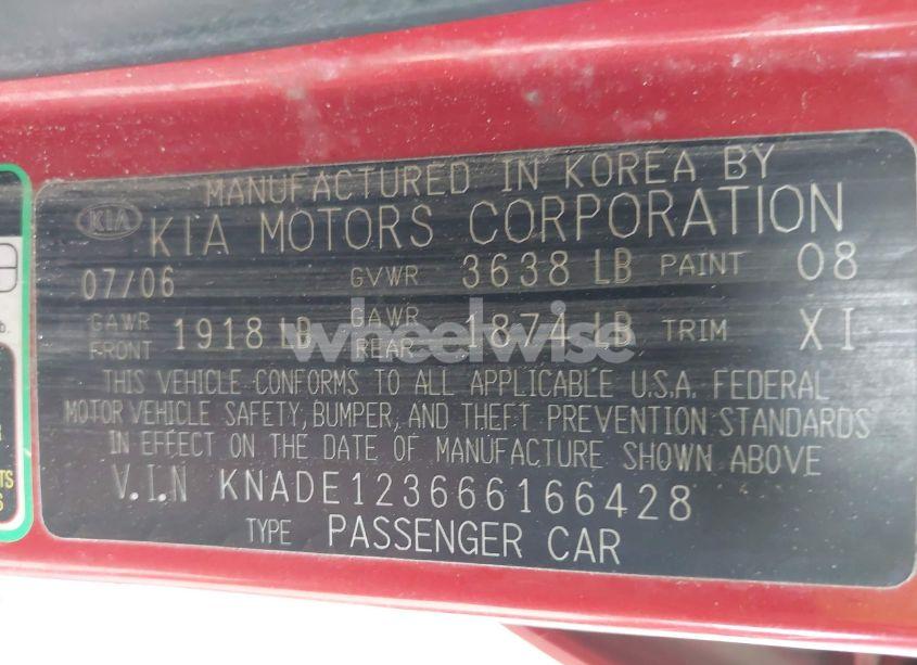 Photo 9 of 2006 Kia Rio LX (VIN KNADE123666166428)