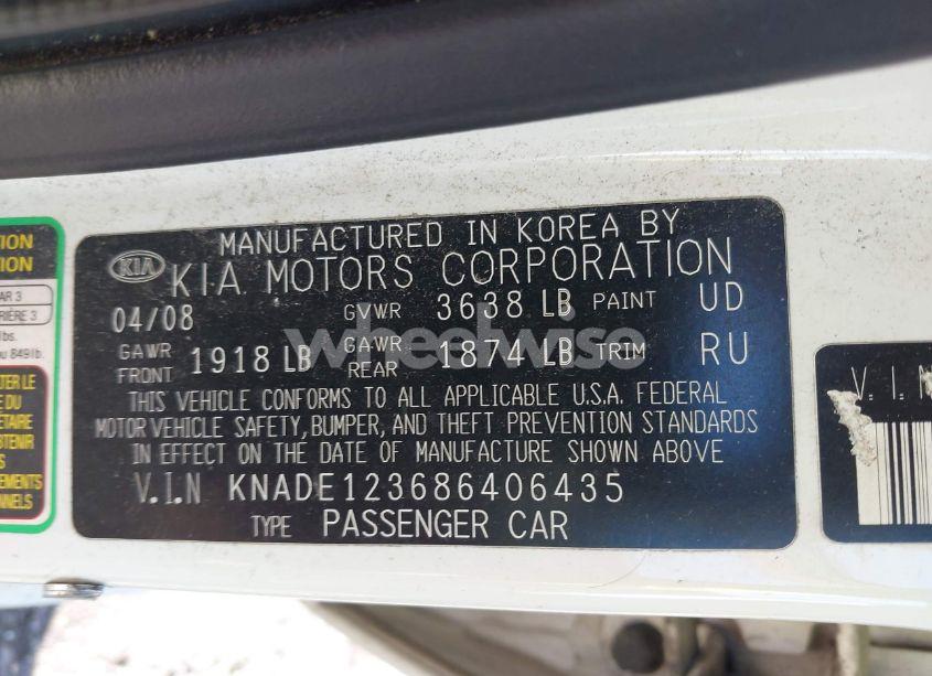 Photo 9 of 2008 Kia Rio LX (VIN KNADE123686406435)