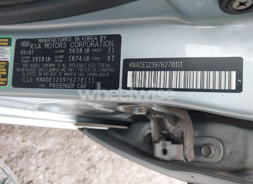 Photo 9 of 2007 Kia Rio LX (VIN KNADE123976278111)
