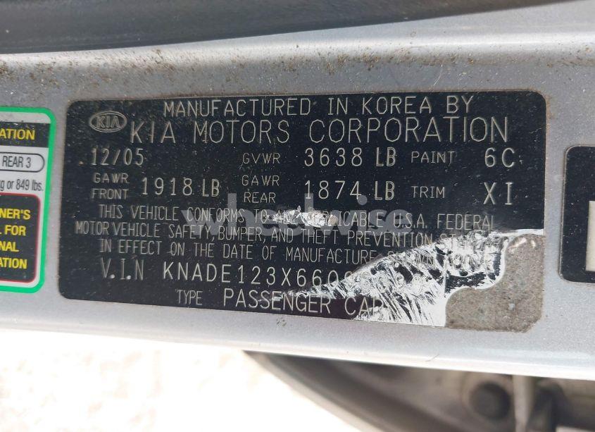 Photo 9 of 2006 Kia Rio LX (VIN KNADE123X66096030)