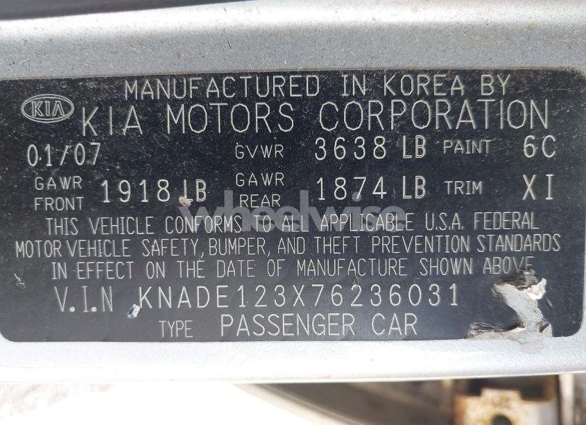 Photo 9 of 2007 Kia Rio LX (VIN KNADE123X76236031)