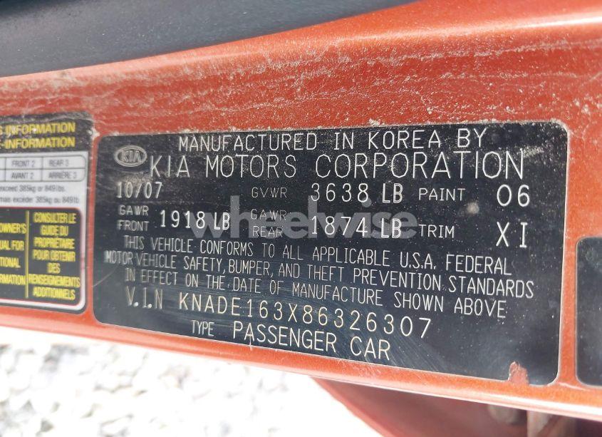 Photo 9 of 2008 Kia Rio5 SX (VIN KNADE163X86326307)