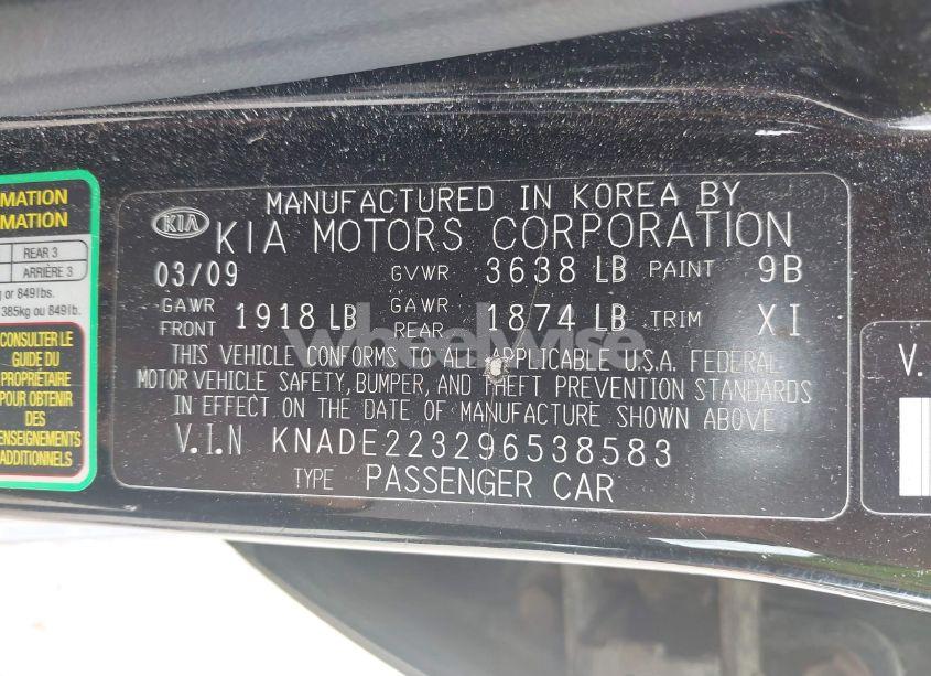 Photo 9 of 2009 Kia Rio LX (VIN KNADE223296538583)