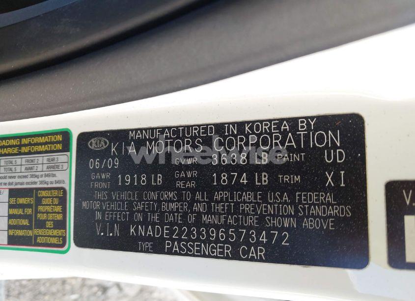 Photo 9 of 2009 Kia Rio LX (VIN KNADE223396573472)