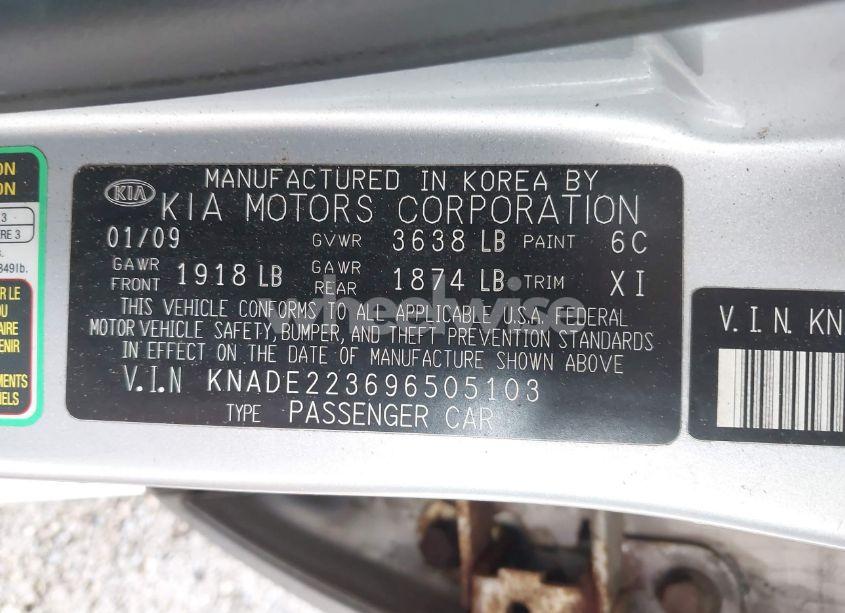Photo 9 of 2009 Kia Rio LX (VIN KNADE223696505103)
