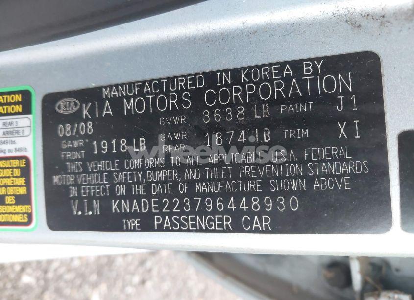 Photo 9 of 2009 Kia Rio LX (VIN KNADE223796448930)