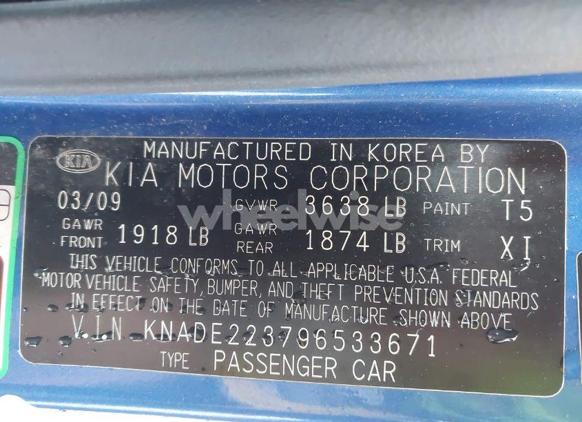 Photo 9 of 2009 Kia Rio LX (VIN KNADE223796533671)