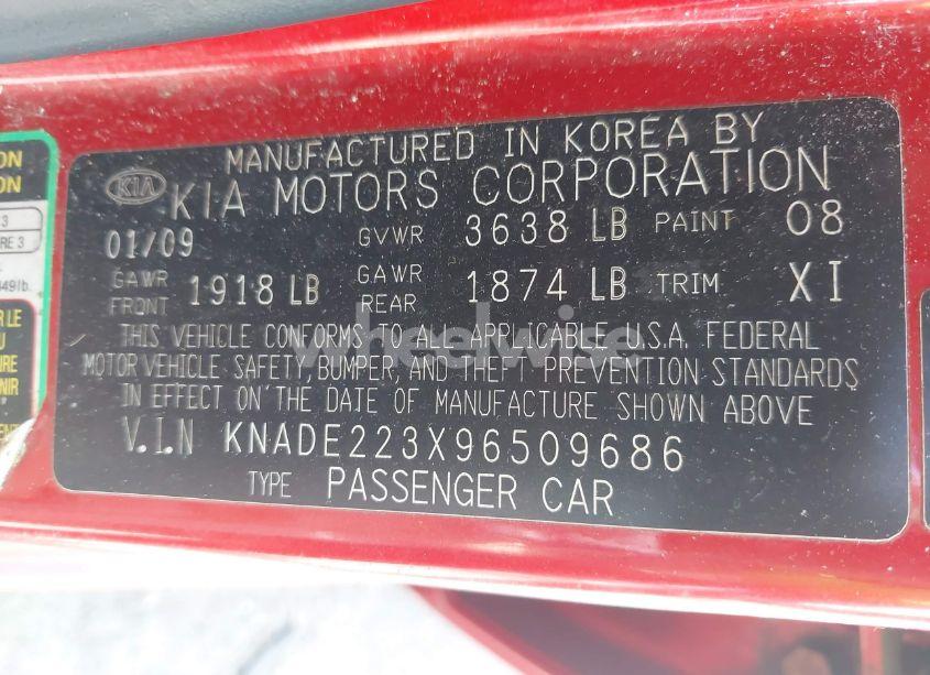 Photo 9 of 2009 Kia Rio LX (VIN KNADE223X96509686)