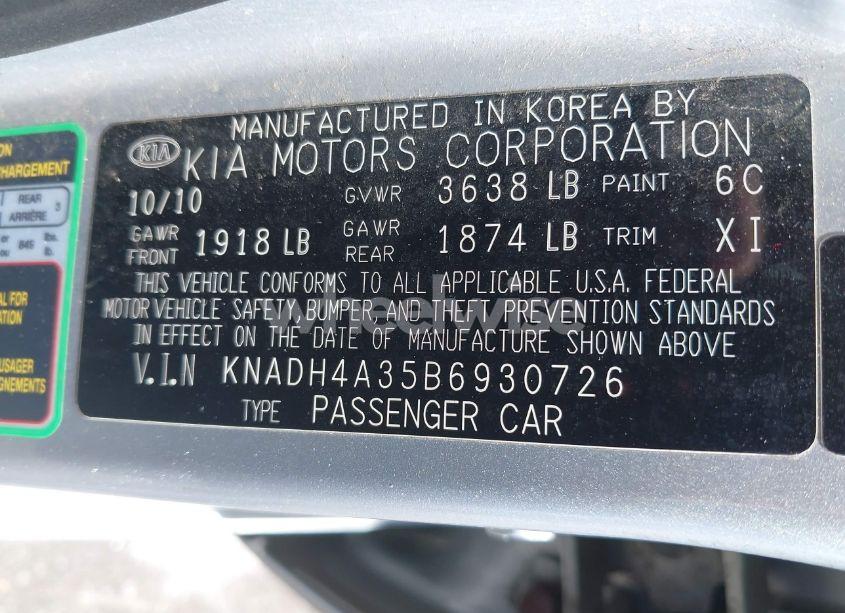 Photo 9 of 2011 Kia Rio LX (VIN KNADH4A35B6930726)