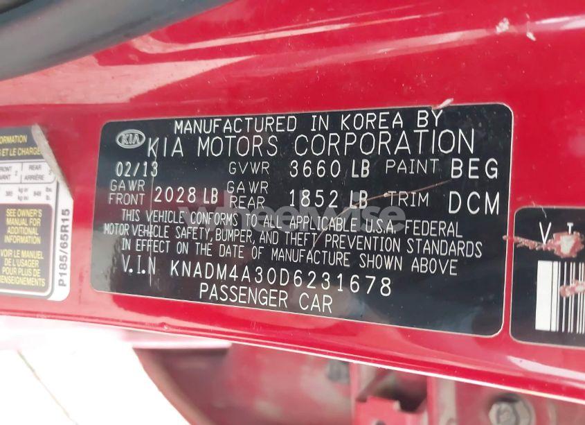 Photo 9 of 2013 Kia Rio LX (VIN KNADM4A30D6231678)