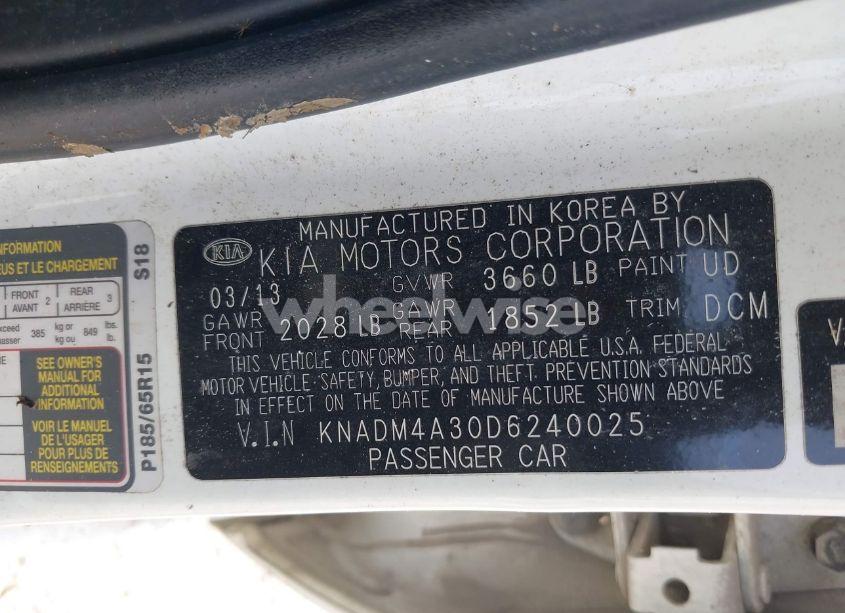 Photo 9 of 2013 Kia Rio LX (VIN KNADM4A30D6240025)