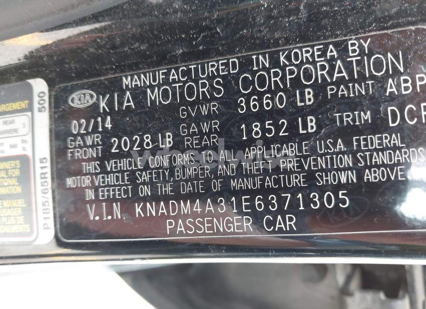 Photo 9 of 2014 Kia Rio LX (VIN KNADM4A31E6371305)