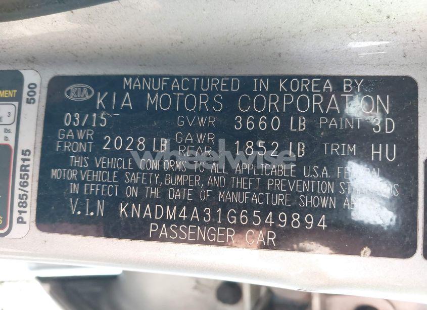 Photo 9 of 2016 Kia Rio LX (VIN KNADM4A31G6549894)