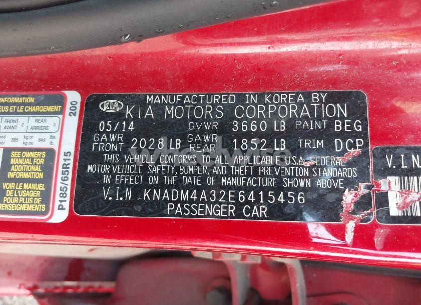 Photo 9 of 2014 Kia Rio LX (VIN KNADM4A32E6415456)