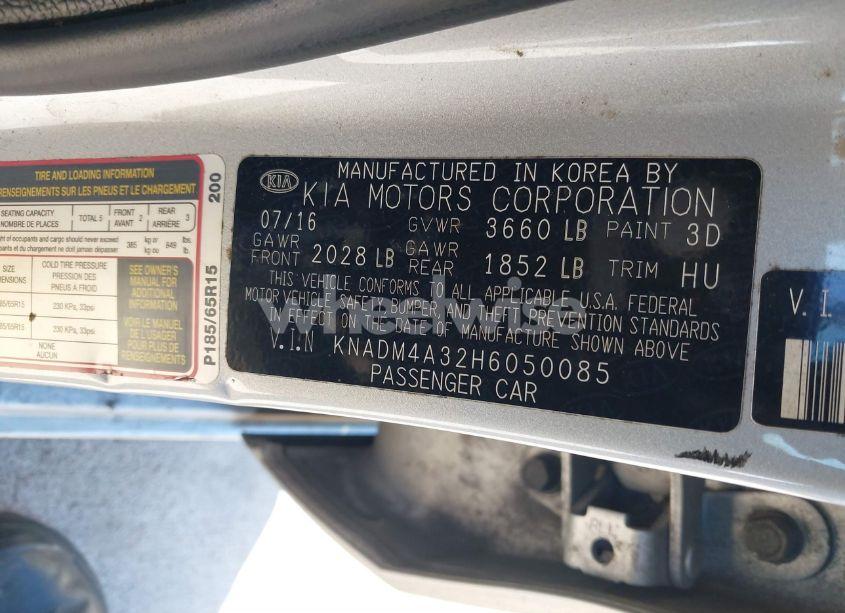 Photo 9 of 2017 Kia Rio LX (VIN KNADM4A32H6050085)